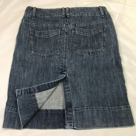 GAP Limited Edition Jean Skirt Size 0 Medium Wash Blue Denim Pencil With Pockets - Picture 6 of 10